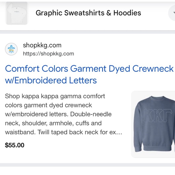 NWOT Comfort Colors Kappa Kappa Gamma Crewneck Sweatshirt in Blue Size L - Picture 7 of 7